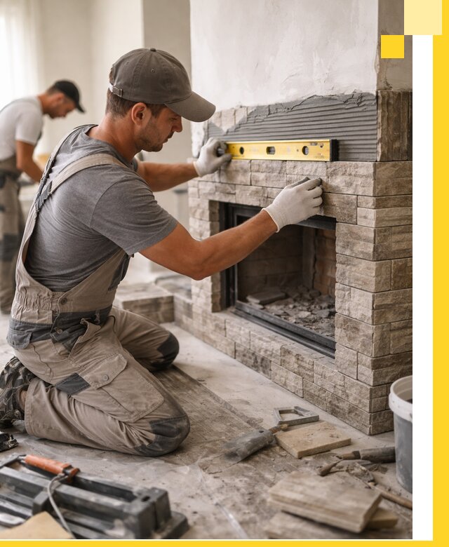 Облицовка каминов в Павлове, монтаж и отделка натуральным камнем