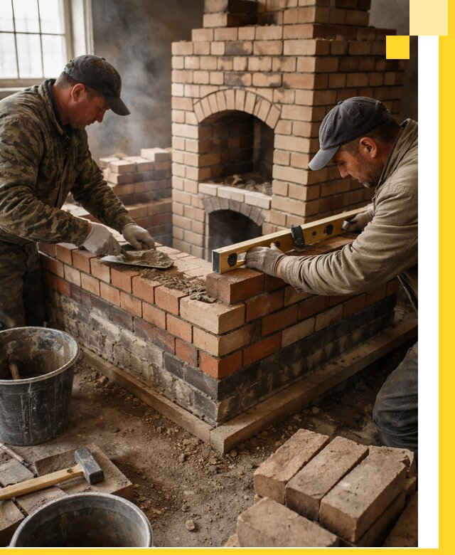 Изготовление и монтаж печей и каминов из кирпича в Павлове