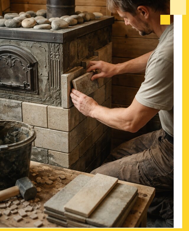 Облицовка банных печей в Павлове профессиональная отделка