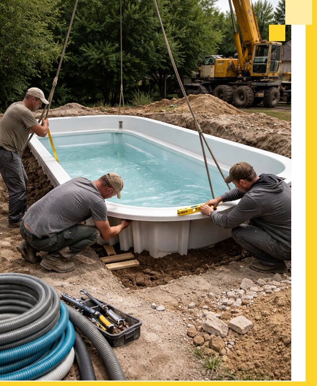 Установка и монтаж композитных бассейнов под ключ в Павлове