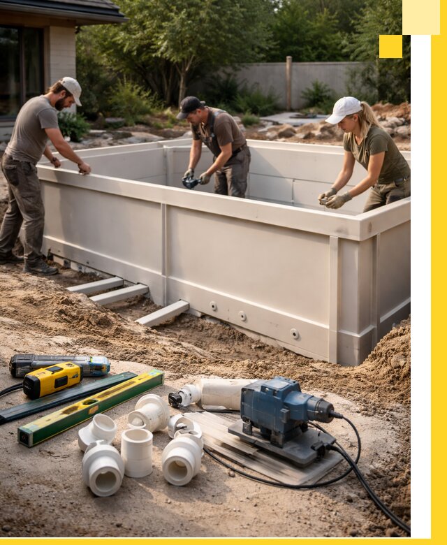 Установка полипропиленовых бассейнов под ключ в Павлове