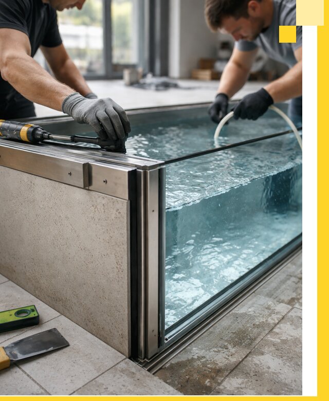 Проектирование и монтаж стеклянных бассейнов в Павлове