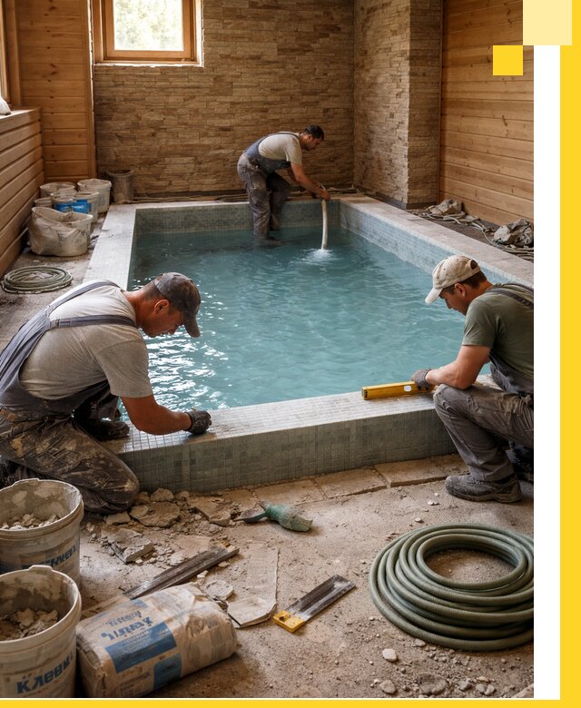 Проектирование и строительство бассейнов для бани в Павлове