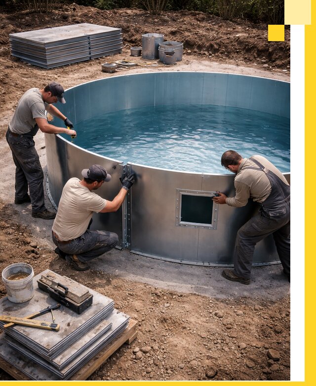 Круглые бассейны под ключ в Павлове проектирование и монтаж