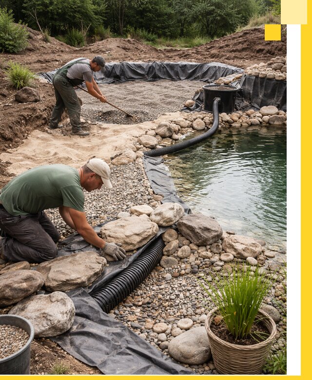 Строительство природных бассейнов и озер в Павлове под ключ