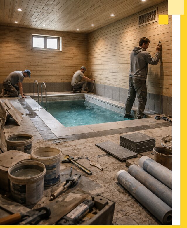 Строительство бани с бассейном и сауной под ключ в Павлове