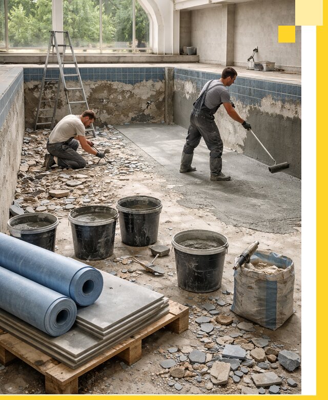 Реконструкция бассейнов в Павлове: ремонт, гидроизоляция