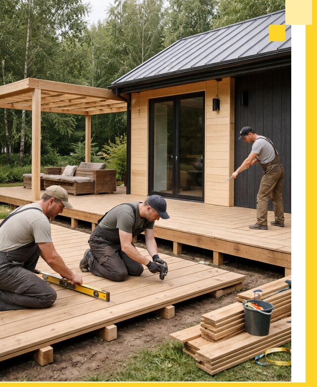 Строительство бань с террасой и бассейном под ключ в Павлове