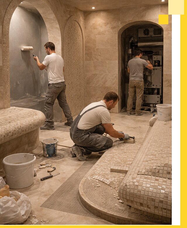 Строительство бани с хамамом и бассейном под ключ в Павлове