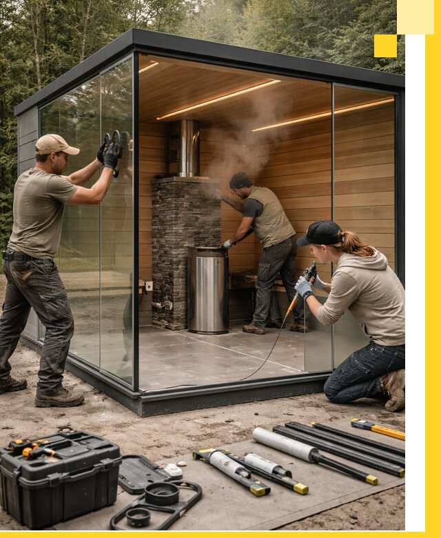 Проектирование и строительство стеклянных бань в Павлове