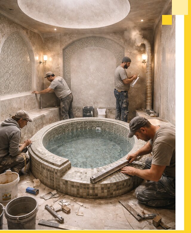 Профессиональное строительство хамама с бассейном в Павлове под ключ