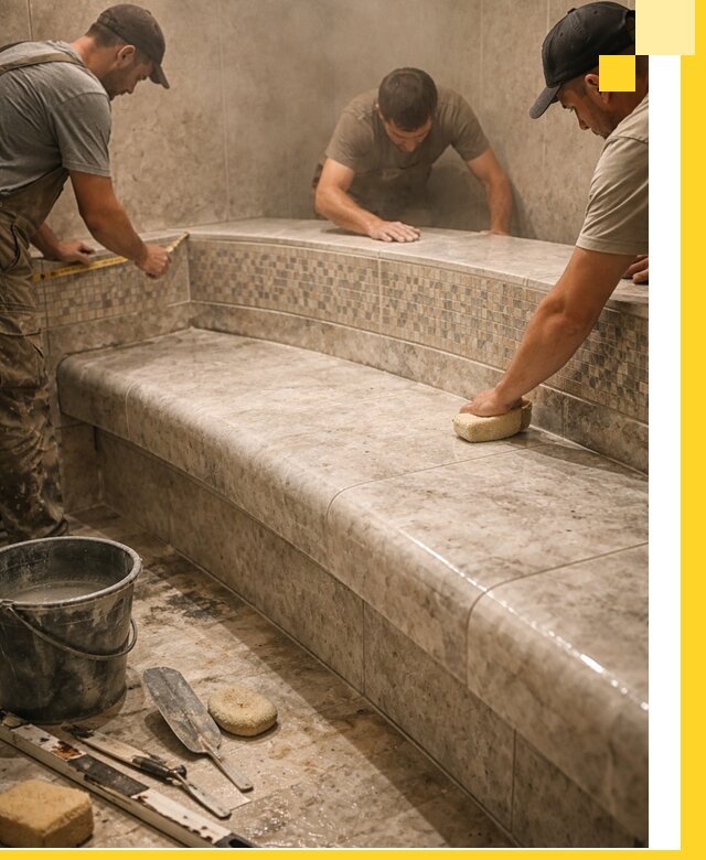 Изготовление и установка сидений для хамама в Павлове